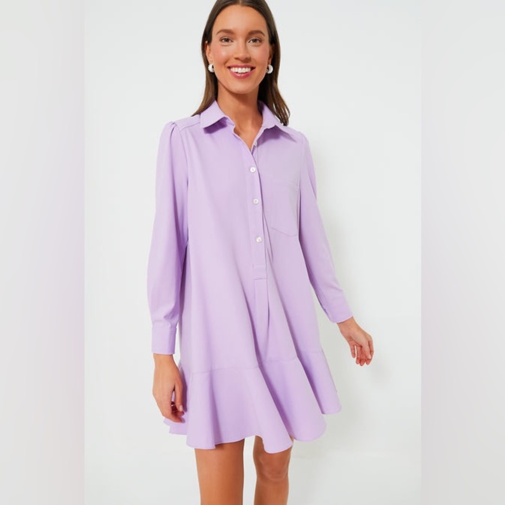 Tuckernuck Lilac Crepe Callahan Shirt Dress Lavendar Purple Plus Size 3X Preppy
